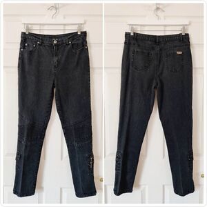 DG2 by Diane Gilman black moto jeans sz 10